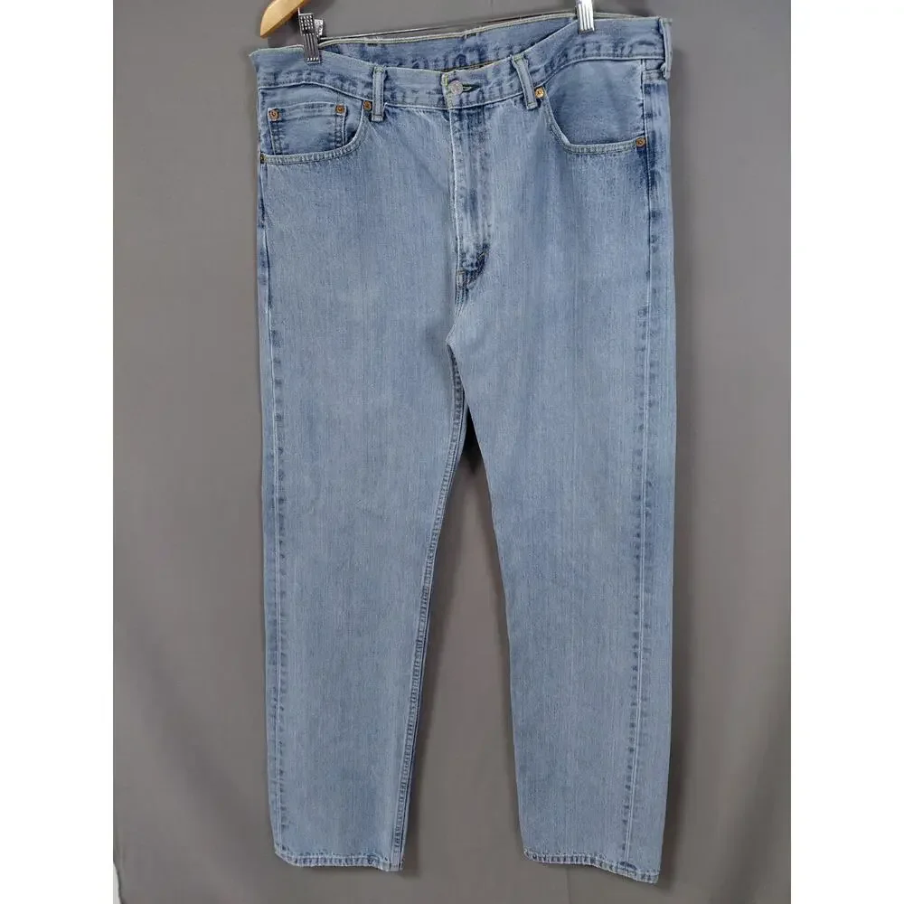 Levi's 505 Blue Light Wash Straight Leg Jeans Solid Men See Measurements